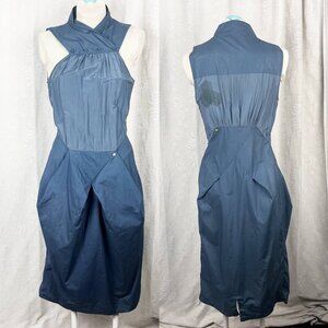 SKFK Gasteiz dress urban streetwear fit & flare cadet blue pleated cotton shift